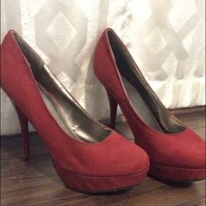 Red Suede Pumps